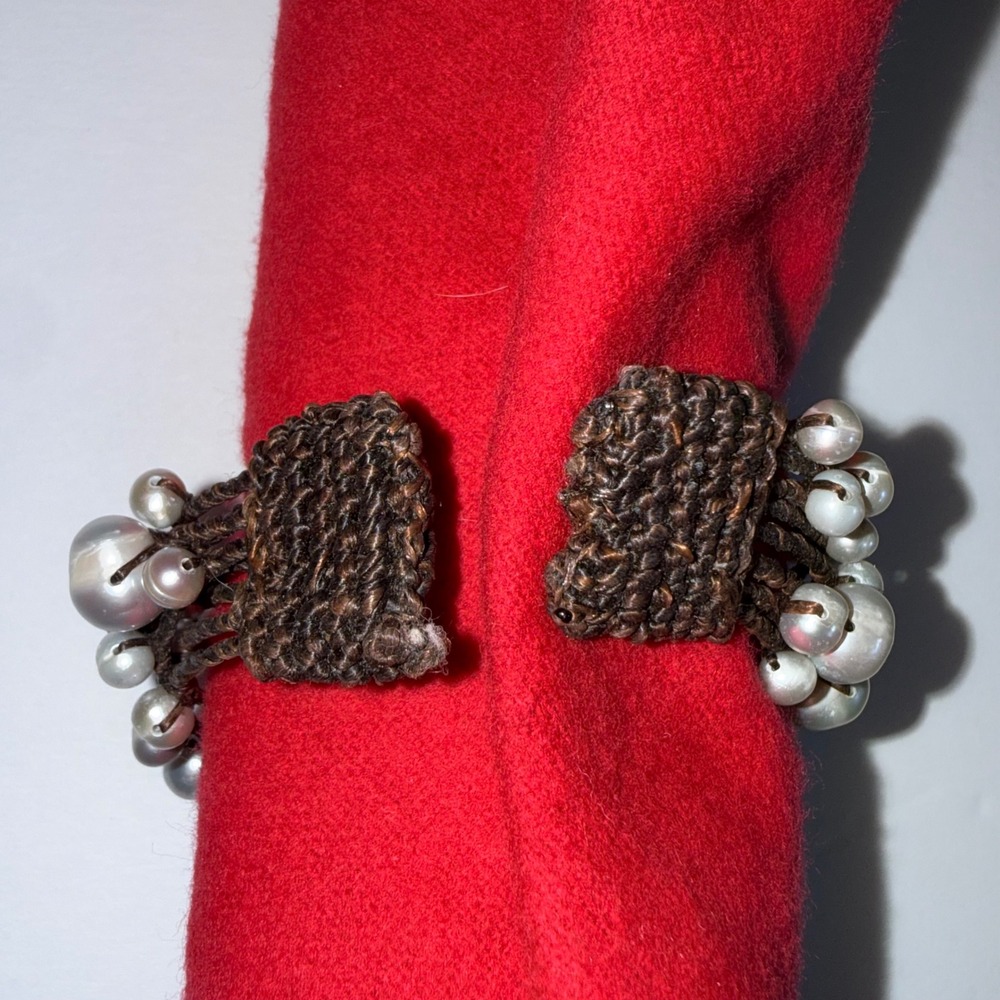 Baroque Freshwater Pearl Wrap Bracelet Brown Multi Strand Boho Coastal White - Picture 5 of 8